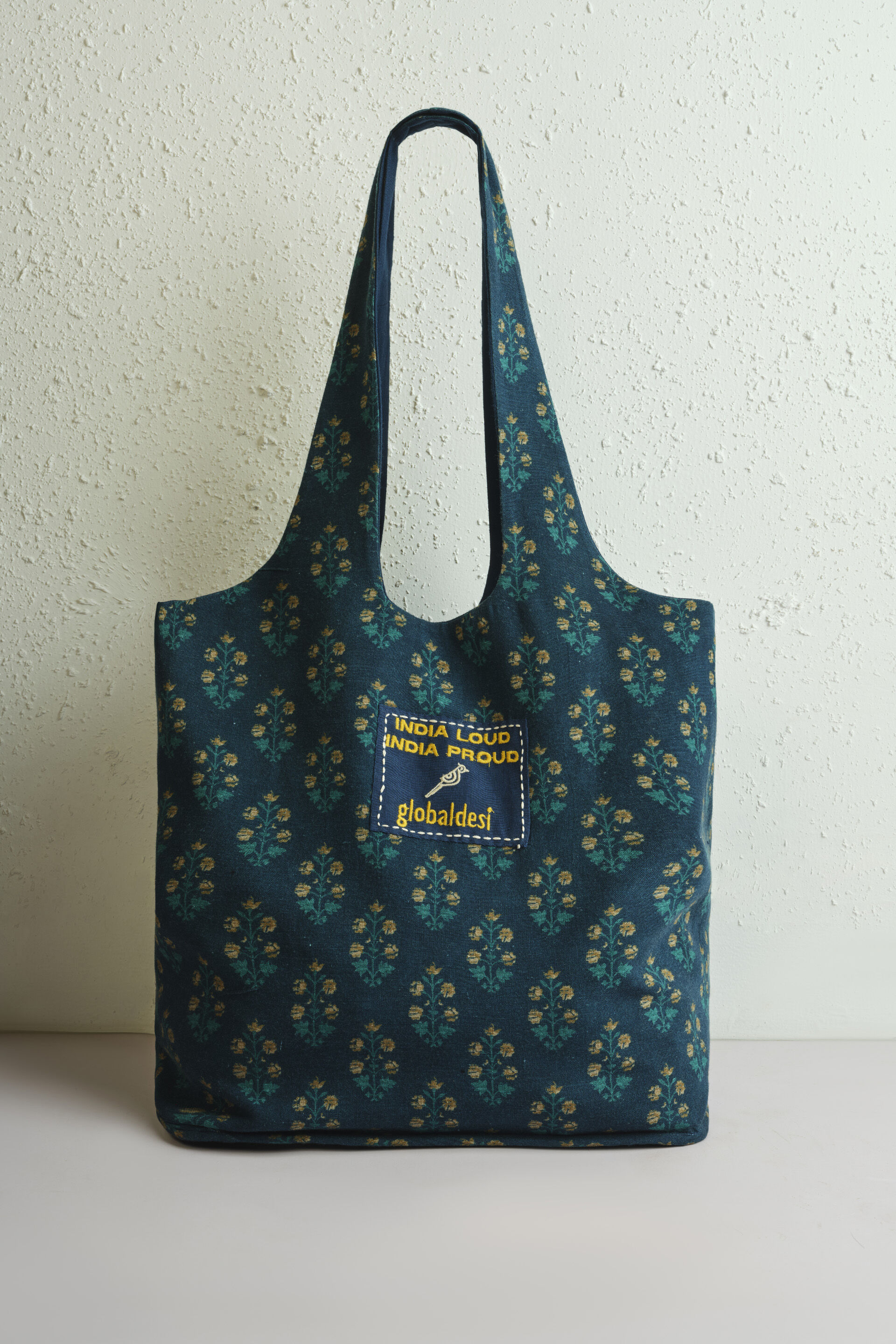 Indigo Embroidered Reversible Jhola Bag, , image 5